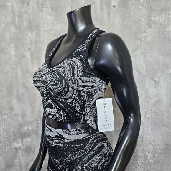 Athleta Womens XS Aurora Seamless Shine Metallic‎ Swirl Workout Set Tank & Pants - Picture 6 of 13